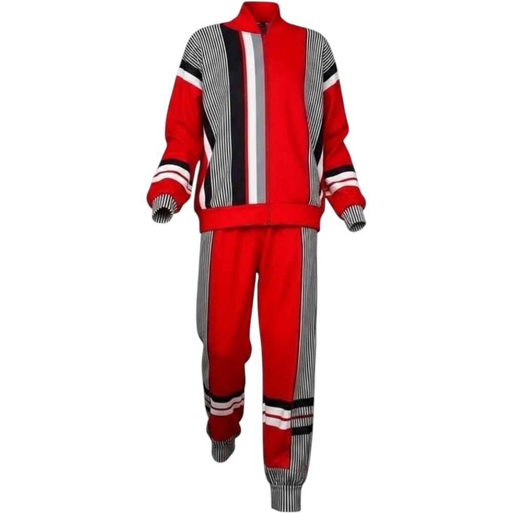 NWT Varsity Inspired Athleisure 2 Piece StyleWe Vibrant Red Striped Tracksuit L